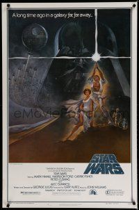 7f740 STAR WARS style A first printing 1sh '77 George Lucas classic sci-fi, cool art by Tom Jung!