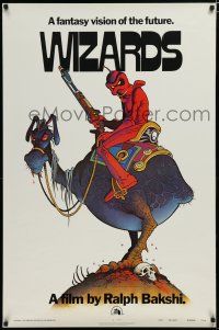 7f833 WIZARDS teaser 1sh '77 Ralph Bakshi directed animation, cool fantasy art by William Stout!
