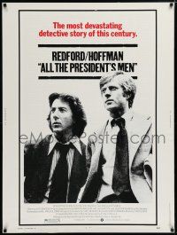 7g249 ALL THE PRESIDENT'S MEN 30x40 '76 Dustin Hoffman & Robert Redford as Woodward & Bernstein!