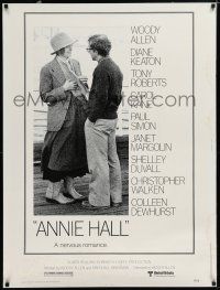 7g252 ANNIE HALL 30x40 '77 full-length Woody Allen & Diane Keaton, a nervous romance!