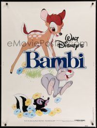 7g257 BAMBI 30x40 R82 Walt Disney cartoon deer classic, great art with Thumper & Flower!