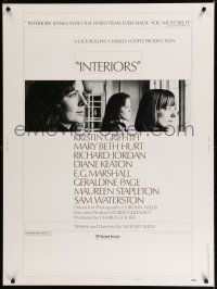 7g368 INTERIORS style B 30x40 '78 Diane Keaton, Mary Beth Hurt, Marshall, directed by Woody Allen!