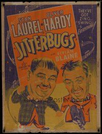 7g371 JITTERBUGS 30x40 '43 really cool silkscreen artwork of Stan Laurel & Oliver Hardy!