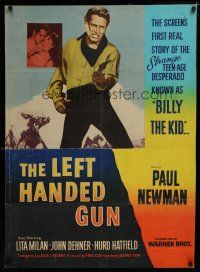 7g384 LEFT HANDED GUN 30x40 '58 great image of Paul Newman as teenage desperado Billy the Kid!