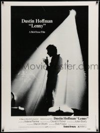 7g385 LENNY 30x40 '74 cool silhouette of Dustin Hoffman as comedian Lenny Bruce at microphone!