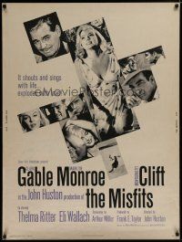7g404 MISFITS 30x40 '61 Clark Gable, sexy Marilyn Monroe, Montgomery Clift, John Huston