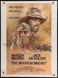 7g405 MISSOURI BREAKS 30x40 '76 art of Marlon Brando & Jack Nicholson by Bob Peak!