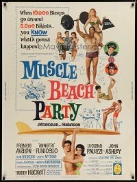 7g410 MUSCLE BEACH PARTY 30x40 '64 Frankie & Annette, 10,000 biceps & 5,000 bikinis!
