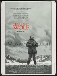 7g416 NEVER CRY WOLF 30x40 '83 Walt Disney, great image of Charles Martin Smith alone in wild!