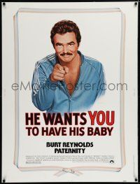 7g429 PATERNITY 30x40 '81 great Lettick parody art of Burt Reynolds pointing like Uncle Sam!