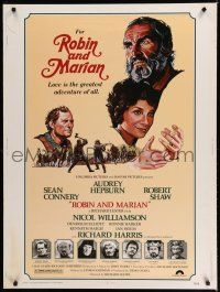 7g451 ROBIN & MARIAN 30x40 '76 art of Sean Connery & Audrey Hepburn by Drew Struzan!
