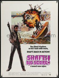 7g458 SHAFT'S BIG SCORE 30x40 '72 great art of mean Richard Roundtree with big gun by John Solie!