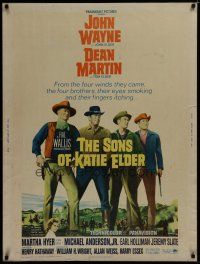 7g465 SONS OF KATIE ELDER 30x40 '65 line up of John Wayne, Dean Martin & others + Martha Hyer!