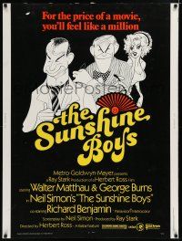 7g481 SUNSHINE BOYS 30x40 '75 Al Hirschfeld art of George Burns, Walter Matthau & Lee Meredith!
