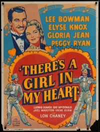 7g491 THERE'S A GIRL IN MY HEART 30x40 '49 pretty Elyse Knox, Gloria Jean & Peggy Ryan!