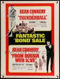 7g494 THUNDERBALL/FROM RUSSIA WITH LOVE 30x40 '68 Bond sale of 2 of Sean Connery's best 007 roles!