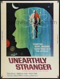 7g503 UNEARTHLY STRANGER 30x40 '64 cool art of weird macabre unseen thing out of time & space!