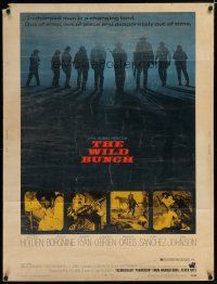 7g516 WILD BUNCH 30x40 '69 Sam Peckinpah cowboy classic, William Holden & Ernest Borgnine!