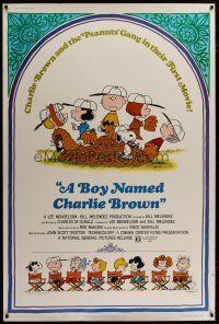 7g117 BOY NAMED CHARLIE BROWN 40x60 '70 baseball art of Snoopy & the Peanuts by Charles M. Schulz!