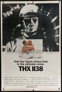 7g179 THX 1138 40x60 '71 first George Lucas, Robert Duvall, bleak futuristic fantasy sci-fi!