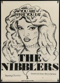 7g215 NIBBLERS 1sh '76 Parties raides, b&w art of Christine Chanoine, you are what you eat!