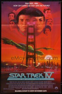 7g238 STAR TREK IV half subway '86 art of Leonard Nimoy, Shatner & Klingon Bird-of-Prey by Peak!