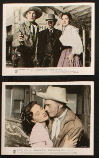 7h051 RIDING SHOTGUN 10 color 8x10 stills '54 great images of cowboy Randolph Scott & Joan Weldon!