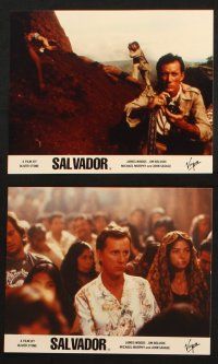 7h162 SALVADOR 8 color English FOH LCs '86 James Woods, James Belushi, directed by Oliver Stone!