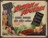 7j444 ACTION IN ARABIA style B 1/2sh '44 George Sanders & Virginia Bruce in the land of intrigue!