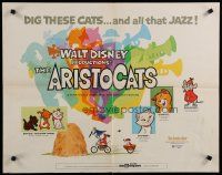 7j455 ARISTOCATS 1/2sh '71 Walt Disney feline jazz musical cartoon, great colorful art!