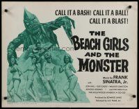 7j464 BEACH GIRLS & THE MONSTER 1/2sh '65 classic schlocky grade-Z film, music by Frank Sinatra Jr