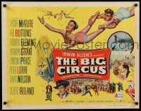 7j471 BIG CIRCUS style A 1/2sh '59 cool art of trapeze artist David Nelson holding Kathryn Grant!