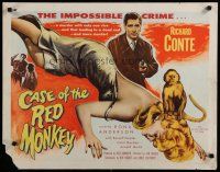 7j486 CASE OF THE RED MONKEY style B 1/2sh '55 Richard Conte, impossible crime, sexy Rona Anderson!