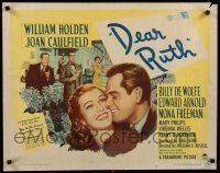 7j507 DEAR RUTH style A 1/2sh '47 romantic close up art of William Holden & Joan Caulfield!