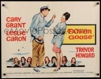 7j529 FATHER GOOSE 1/2sh '65 art of sea captain Cary Grant yelling at pretty Leslie Caron!