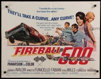7j530 FIREBALL 500 1/2sh '66 Frankie Avalon & sexy Annette Funicello, cool stock car racing art!