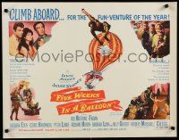 7j532 FIVE WEEKS IN A BALLOON 1/2sh '62 Jules Verne, Red Buttons, Fabian, Barbara Eden!