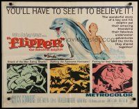 7j534 FLIPPER 1/2sh '63 Chuck Connors, Luke Halpin, cool art of boy & dolphin!