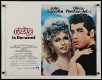 7j551 GREASE int'l 1/2sh '78 John Travolta & Olivia Newton-John in a most classic musical!