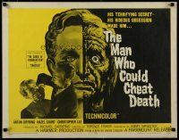 7j626 MAN WHO COULD CHEAT DEATH style B 1/2sh '59 Hammer horror, half-alive & half-dead art!