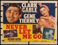 7j657 NEVER LET ME GO style B 1/2sh '53 romantic close up art of Clark Gable & sexy Gene Tierney!