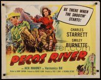 7j682 PECOS RIVER 1/2sh '51 artwork of Charles Starrett & Smiley on stagecoach by Glen Cravath!