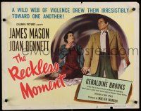 7j707 RECKLESS MOMENT yellow 1/2sh '49 James Mason, scared Joan Bennett, directed by Max Ophuls!