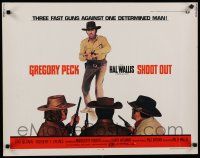 7j747 SHOOT OUT 1/2sh '71 great full-length image of gunfighter Gregory Peck taking on three men!