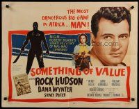 7j754 SOMETHING OF VALUE style A 1/2sh '57 Rock Hudson & Dana Wynter are hunted in Africa!