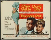 7j788 TEACHER'S PET style B 1/2sh '58 Doris Day, pupil Clark Gable, sexy Van Doren's body!