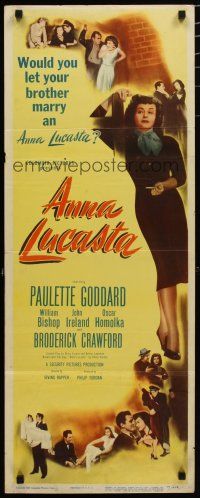 7j022 ANNA LUCASTA insert '49 full-length image of sexy prostitute Paulette Goddard smoking!