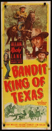 7j034 BANDIT KING OF TEXAS insert '49 art of cowboy Allan Rocky Lane riding his horse Black Jack!