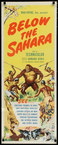 7j039 BELOW THE SAHARA insert '53 great giant ape image vs. tribesmen artwork!