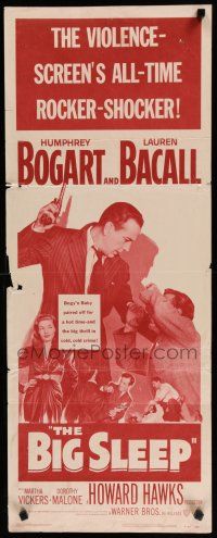 7j047 BIG SLEEP insert R54 Humphrey Bogart, sexy Lauren Bacall, Howard Hawks